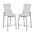 thumbnail image 1 of Home Square Back Metal Counter Stool in White & Brushed Steel - Set of 2, 1 of 4