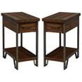 thumbnail image 1 of Home Square Balcon Rustic Wood 1-Drawer Side Table in Oak - Set of 2, 1 of 6
