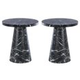 thumbnail image 1 of Home Square Black Faux Marble 20" Round End Table - Set of 2, 1 of 4