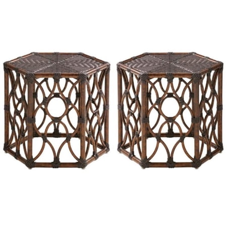 Home Square Black Sands Patio End Table in Deep Umber - Set of 2