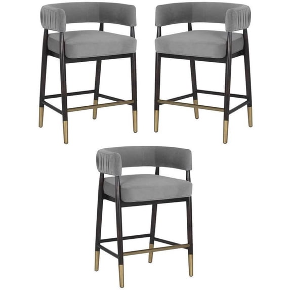Home Square Callem 27.5" Fabric Counter Stool in Antonio Charcoal - Set of 3