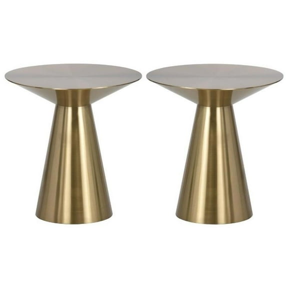 Home Square Carmel 19" Stainless Steel Side Table in Yellow Gold - Set of 2