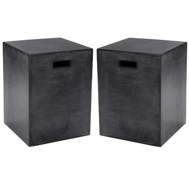 Home Square Castor 13.75" Modern Concrete End Table in Black - Set of 2