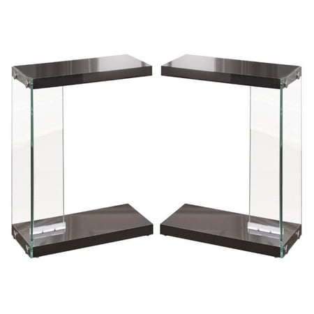 Home Square Chairside End Table in Black Finish - Set of 2