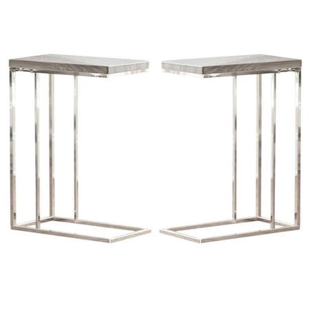 Home Square Chairside End Table in Gray and Brown - Set of 2