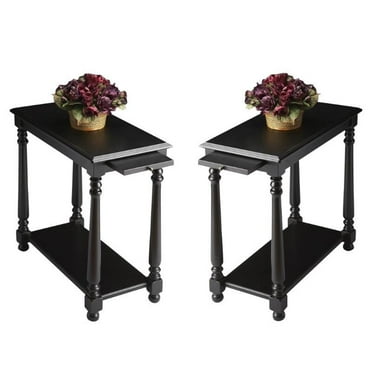 Home Square Chairside Table in Black Licorice - Set of 2