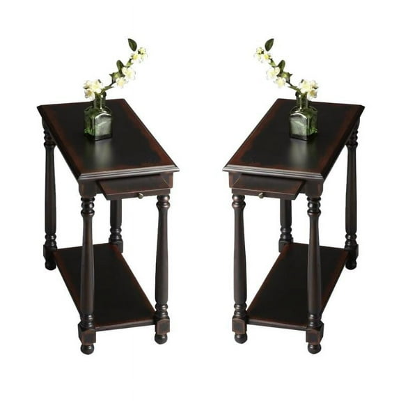 Home Square Chairside Table in Midnight Rose - Set of 2