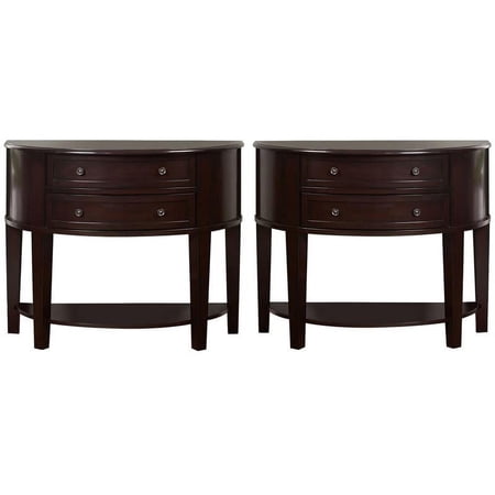 Home Square Chanti 38" Bow-shaped Wood Side Table in Espresso - Set of 2