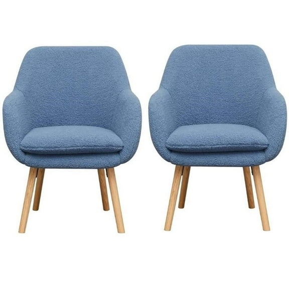 Home Square Charlotte Sherpa Furniture Accent Chair in Blue - Set of 2
