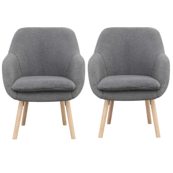 Home Square Charlotte Sherpa Furniture Accent Chair in Gray - Set of 2