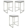 thumbnail image 1 of Home Square Chi 29.75" Faux Leather Bar Stool in White and Silver - Set of 3, 1 of 4