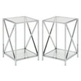 thumbnail image 1 of Home Square Chrome End Table with Clear Glass Shelves - Set of 2, 1 of 5