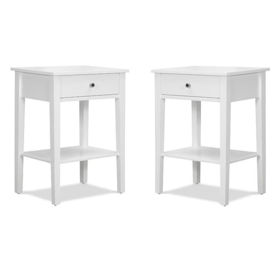 Home Square Classic Wood Side Table in White Finish - Set of 2