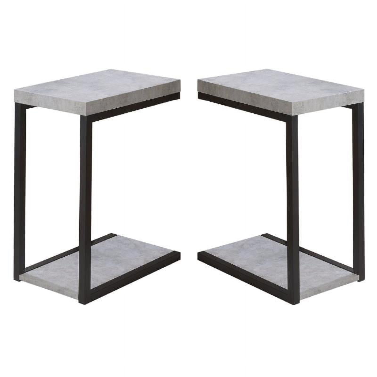 Home Square Contemporary Faux Cement End Table in Black Set of 2