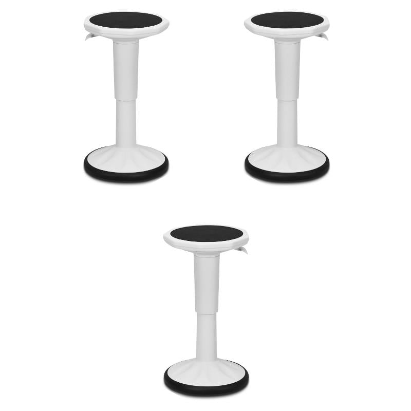 Home Square Contemporary Plastic Bar Stool in White Finish Set of 3