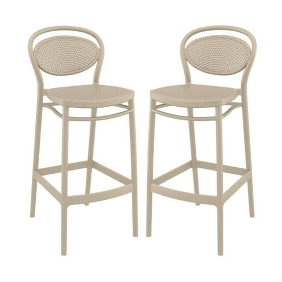 Home Square Contemporary Resin Bar Stool in Taupe Finish - Set of 2