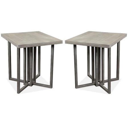 Home Square Contemporary Side Table in Crema Gray - Set of 2