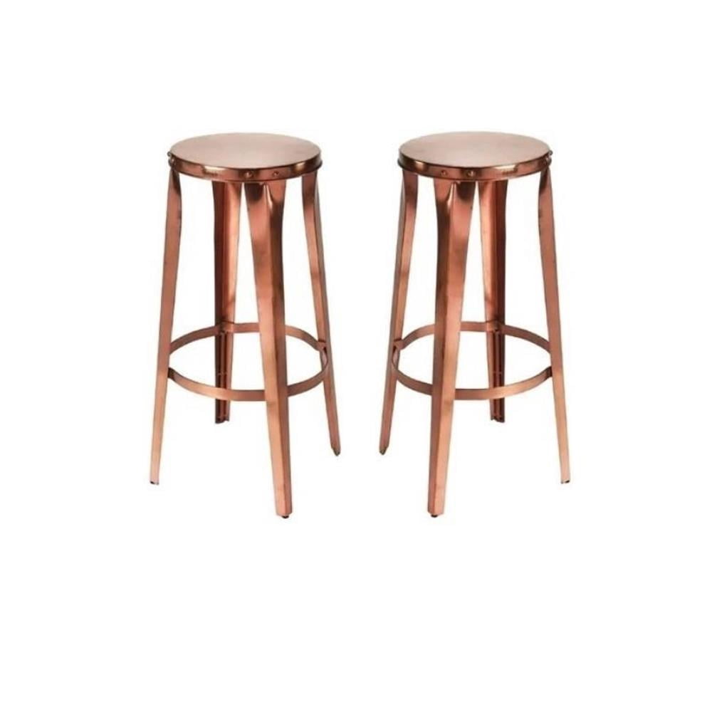 Home Square Copper Backless Bar Stool in Copper - Set of 2