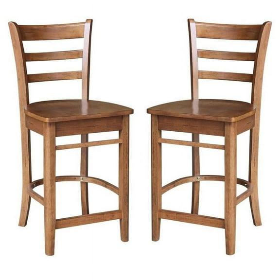 Home Square Counter Height Stool 24 Inch in Distressed Oak - Set of 2
