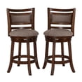 thumbnail image 1 of Home Square Curved Swivel Counter Stool in Brown and Beige - Set of 2, 1 of 7