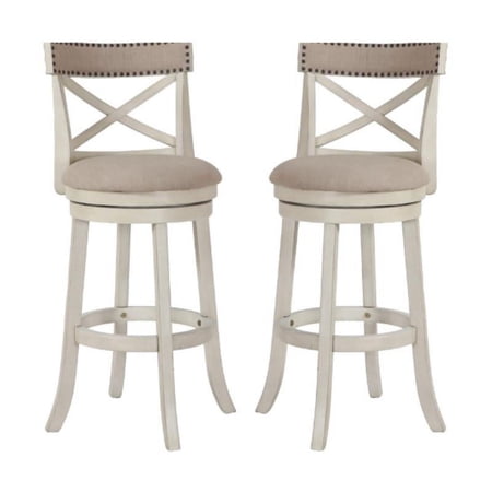 Home Square Curved X Shaped Back Swivel Barstool in White - Set of 2
