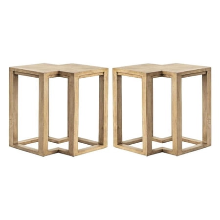 Home Square Diamond Mango Wood End Table in Brown - Set of 2