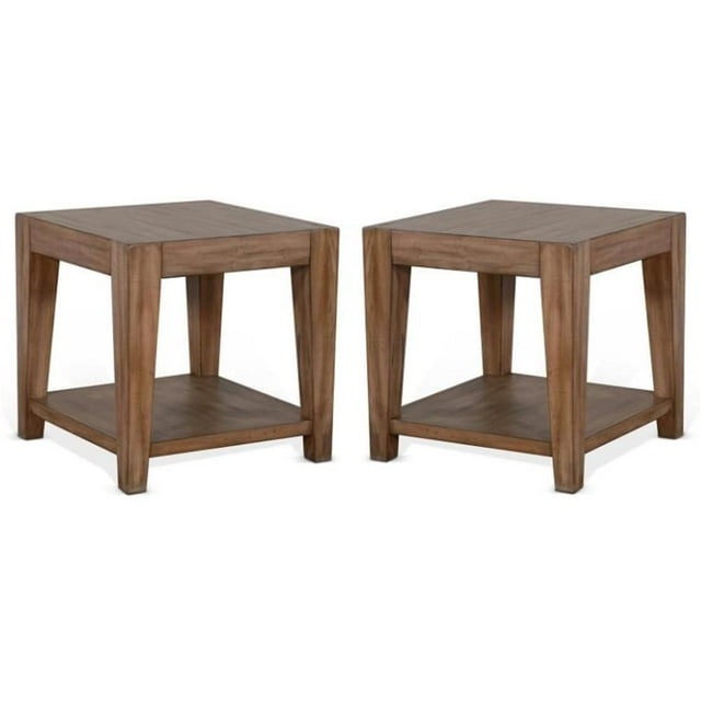 Home Square Doe Valley 24" Mid-Century Wood End Table in Taupe Brown - Set of 2