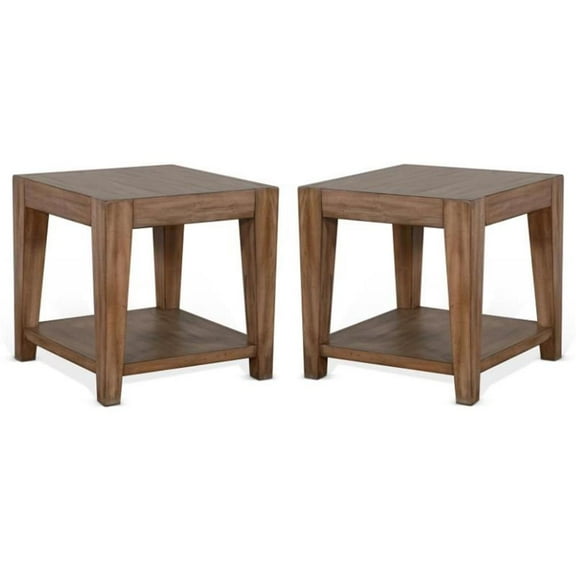 Home Square Doe Valley 24" Mid-Century Wood End Table in Taupe Brown - Set of 2