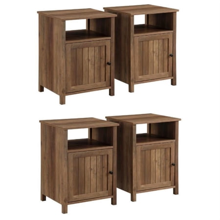 Home Square Door End Table Set with Soft-Close Hinges in Gray Wash - Set of 2