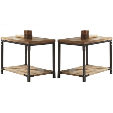Home Square End Table in Antique Brown Honey - Set of 2