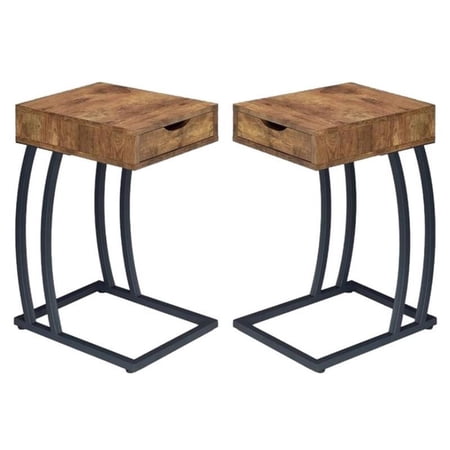 Home Square End Table with 2 Power Outlets and USB Ports - Set of 2