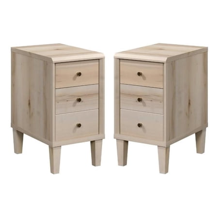 Home Square Engineered Wood 2-Drawers End Table in Pacific Maple - Set of 2
