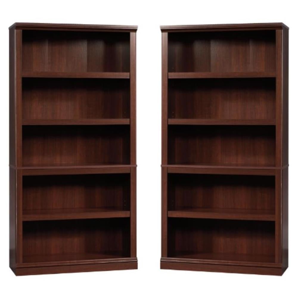 Home Square Engineered Wood 5 Shelf Bookcase in Select Cherry - Set of ...