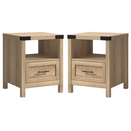 Home Square Engineered Wood End Table in Orchard Oak - Set of 2