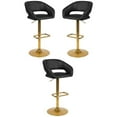 thumbnail image 1 of Home Square Faux Leather Adjustable Bar Stool in Black and Gold - Set of 3, 1 of 11