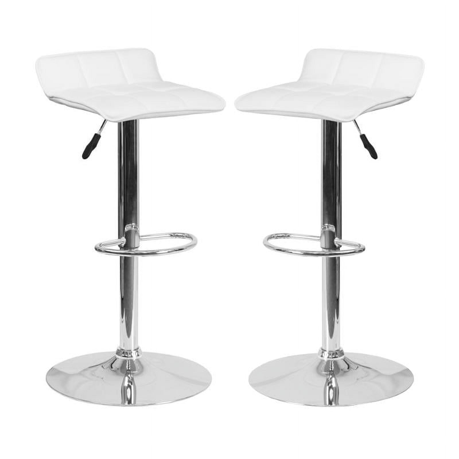 Home Square Faux Leather Adjustable Low Back Bar Stool in White Set