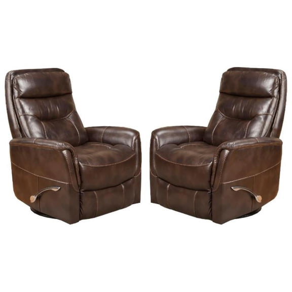 Home Square Polyester Manual Swivel Glider Recliner in Truffle Brown - Set of 2