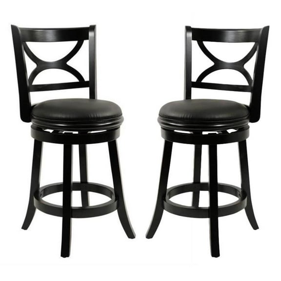 Home Square Florence 24" Swivel Counter Stool in Black Sandthru - Set of 2
