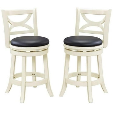 Home Square Florence 24" Swivel Counter Stool in Distressed White - Set of 2