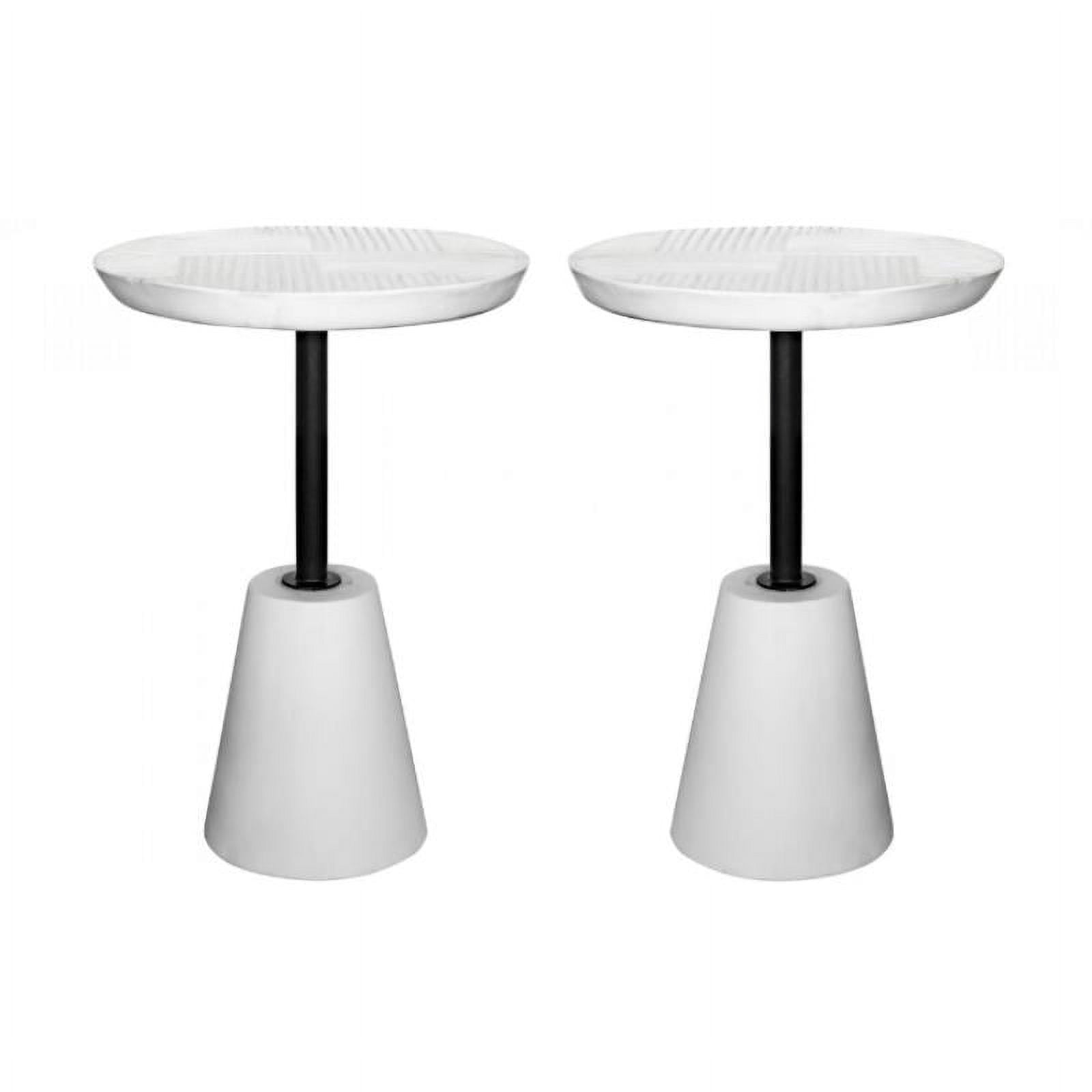 Home Square Foundation Ceramic Outdoor Accent Table in White Set of 2