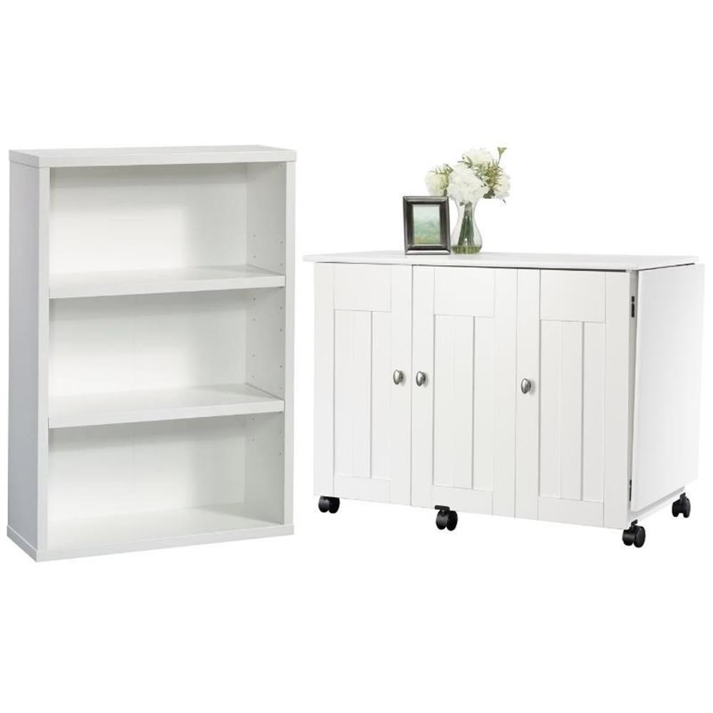 Home Square Furniture 2-Piece Set with Craft Table & 3-Shelf Bookcase ...
