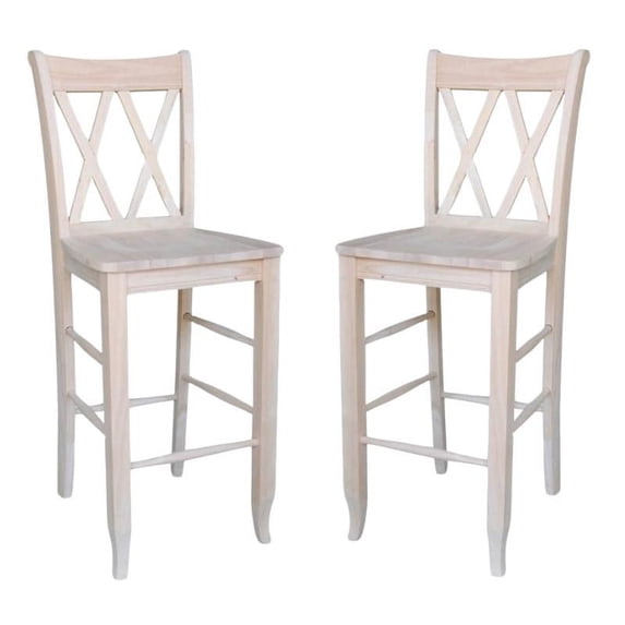 Home Square Furniture 29" Parawood Double "X" Stool - Set of 2