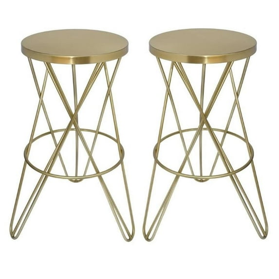 Home Square Furniture Brushed Gold Iron Barstool - Set of 2