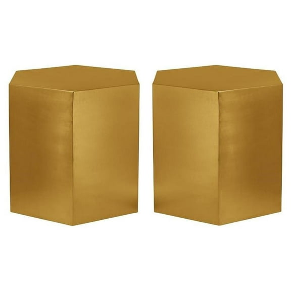 Home Square Furniture Brushed Gold Metal End Table - Set of 2