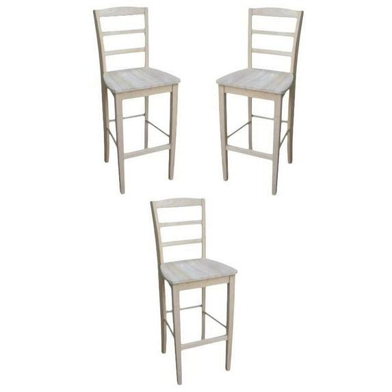 Home Square Furniture Madrid 30" Bar Stool in Unfinished - Set of 3