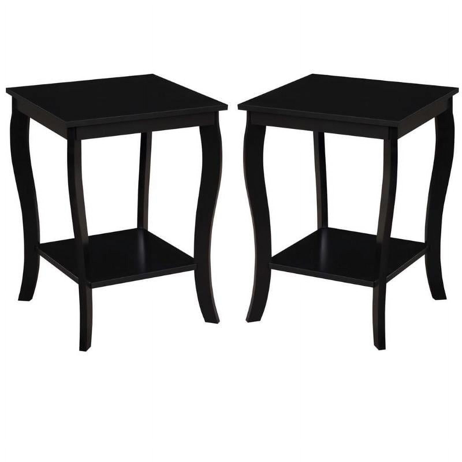Home Square Furniture Square End Table in Black Wood Finish Set of 2
