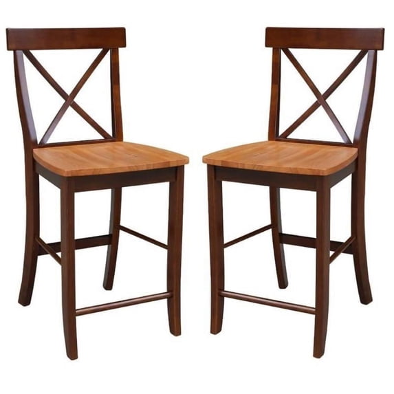 Home Square Furniture X-Back Counter Height Stool - Set of 2
