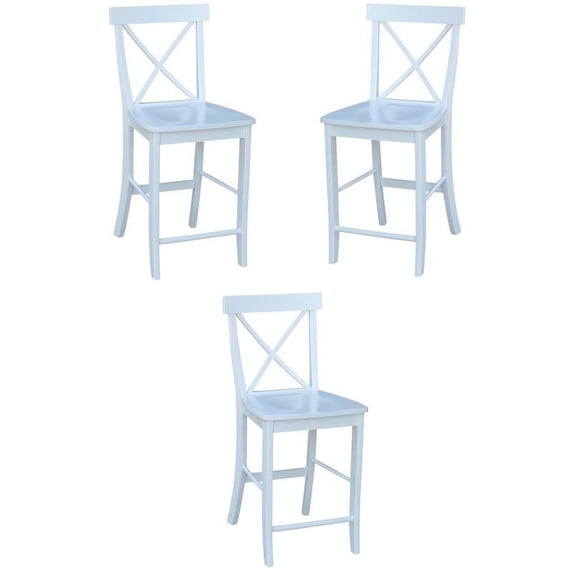 Home Square Furniture X-back 24" Counter Stool in White - Set of 3