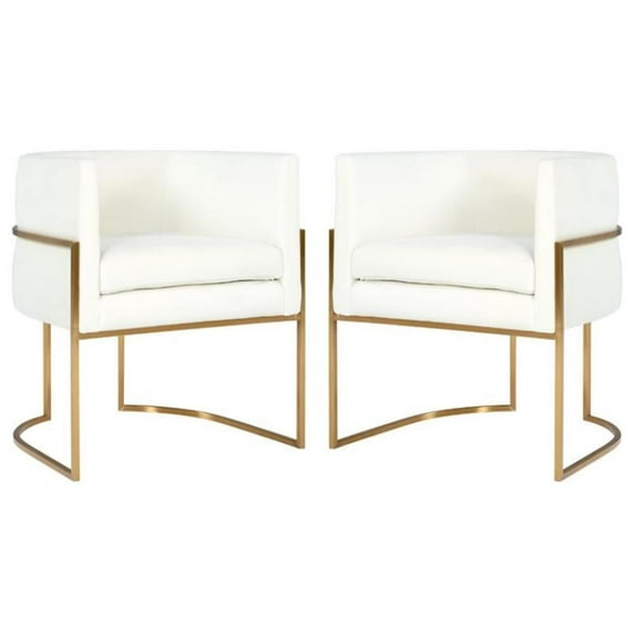 Home Square Giselle 19" Transitional Velvet Dining Chair in White - Set of 2