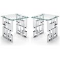 thumbnail image 1 of Home Square Glass Top End Table with Chrome Base - Set of 2, 1 of 3